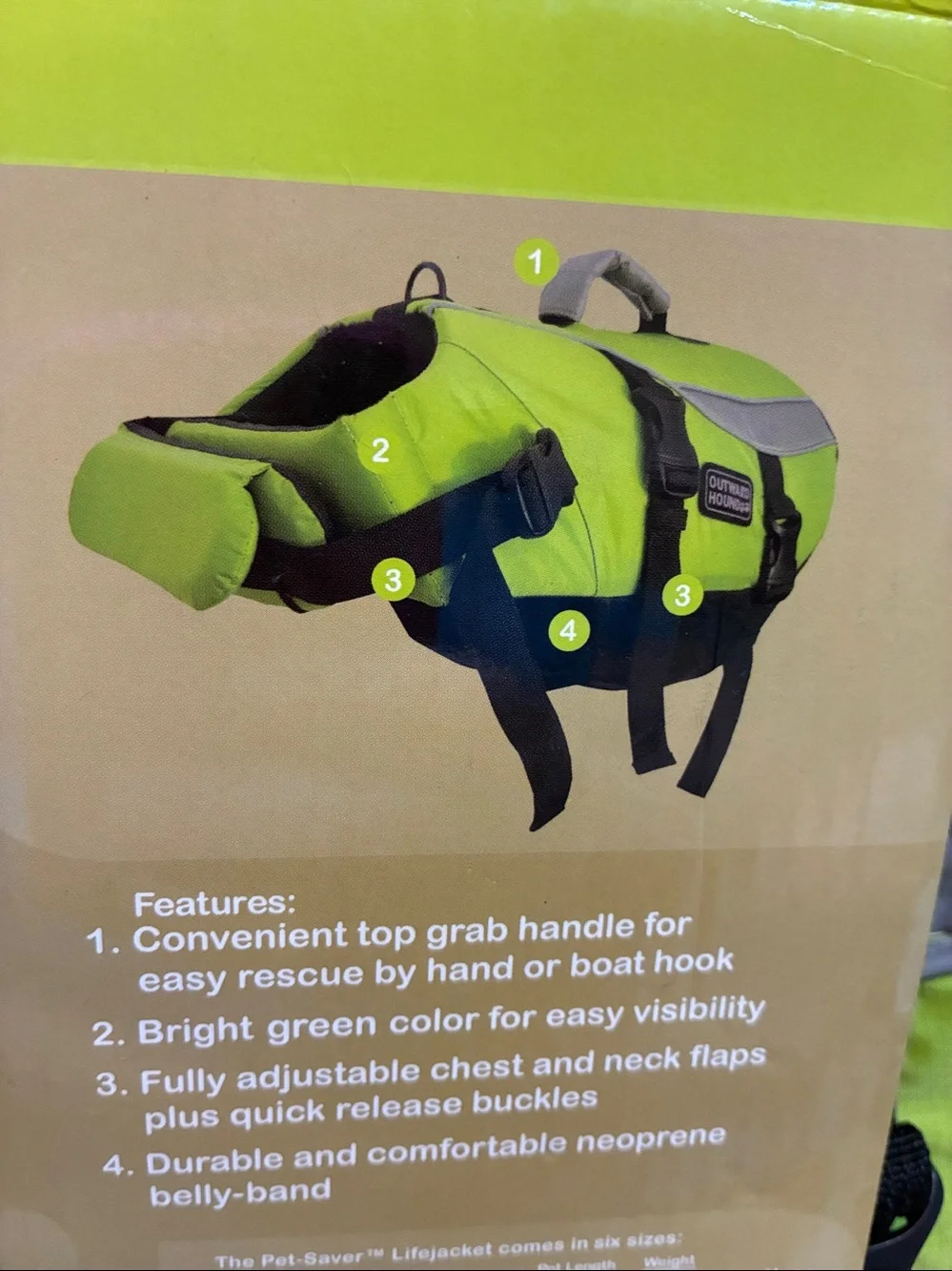 Outward Hound Small Pet Lifejacket in Lime Green and Black